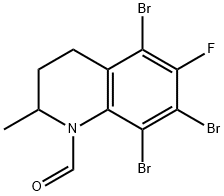 1(2H)-Quinolinecarboxaldehyde, 5,7,8-tribromo-6-fluoro-3,4-dihydro-2-methyl- 구조식 이미지