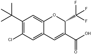 2H-1-Benzopyran-3-carboxylic acid, 6-chloro-7-(1,1-dimethylethyl)-2-(trifluoromethyl)-, (2S)- Structure