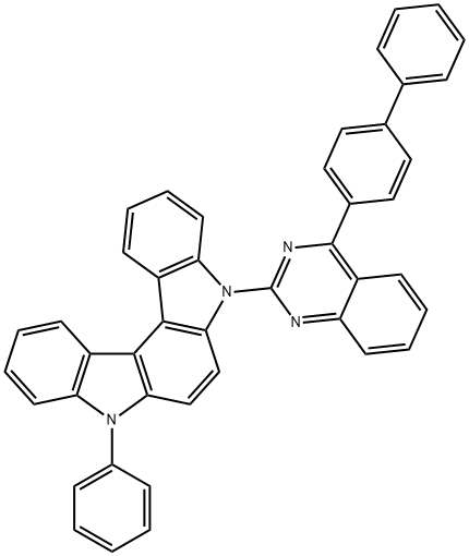 Indolo[2,3-c]carbazole, 5-(4-[1,1'-biphenyl]-4-yl-2-quinazolinyl)-5,8-dihydro-8-phenyl- Structure