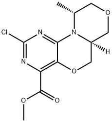 Methyl (6aS,10R)-2-Chloro-10-methyl-6a,7,9,10-tetrahydro-6H-[1,4]oxazino[4,3-d]pyrimido[5,4-b][1,4]oxazine-4-carboxylate Structure