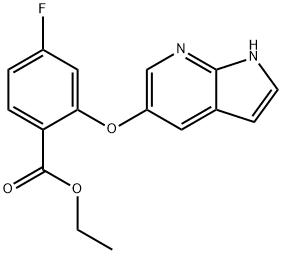 Benzoic acid, 4-fluoro-2-(1H-pyrrolo[2,3-b]pyridin-5-yloxy)-, ethyl ester 구조식 이미지