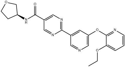 5-Pyrimidinecarboxamide, 2-[5-[(3-ethoxy-2-pyridinyl)oxy]-3-pyridinyl]-N-[(3S)-tetrahydro-3-furanyl]- 구조식 이미지