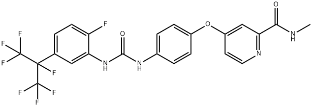 2-Pyridinecarboxamide, 4-[4-[[[[2-fluoro-5-[1,2,2,2-tetrafluoro-1-(trifluoromethyl)ethyl]phenyl]amino]carbonyl]amino]phenoxy]-N-methyl- 구조식 이미지