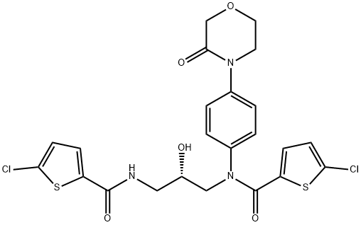 (S)-5-chloro-N-(3-(5-chlorothiophene-2-carboxamido)-2- hydroxypropyl)-N-(4-(3-oxomorpholino)phenyl)thiophene-2- carboxamide Structure