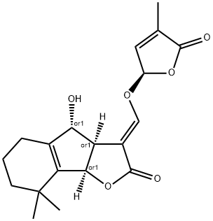 2H-Indeno[1,2-b]furan-2-one, 3-[[[(2R)-2,5-dihydro-4-methyl-5-oxo-2-furanyl]oxy]methylene]-3,3a,4,5,6,7,8,8b-octahydro-4-hydroxy-8,8-dimethyl-, (3E,3aR,4R,8bR)-rel- Structure
