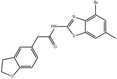 5-Benzofuranacetamide, N-(4-bromo-6-methyl-2-benzothiazolyl)-2,3-dihydro- Structure