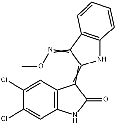2H-Indol-2-one, 5,6-dichloro-3-[1,3-dihydro-3-(methoxyimino)-2H-indol-2-ylidene]-1,3-dihydro- 구조식 이미지