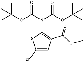 3-Thiophenecarboxylic acid, 2-[bis[(1,1-dimethylethoxy)carbonyl]amino]-5-bromo-, methyl ester Structure