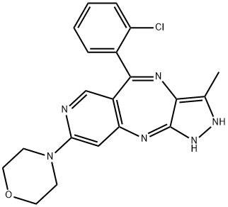 Pyrazolo[4,3-b]pyrido[4,3-e][1,4]diazepine, 5-(2-chlorophenyl)-1,2-dihydro-3-methyl-8-(4-morpholinyl)- Structure