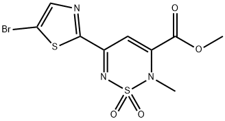 2H-1,2,6-Thiadiazine-3-carboxylic acid, 5-(5-bromo-2-thiazolyl)-2-methyl-, methyl ester, 1,1-dioxide Structure