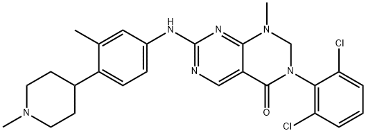 Pyrimido[4,5-d]pyrimidin-4(1H)-one, 3-(2,6-dichlorophenyl)-2,3-dihydro-1-methyl-7-[[3-methyl-4-(1-methyl-4-piperidinyl)phenyl]amino]- Structure