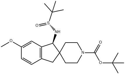 (1S)-1'-Boc-1-(R)-tert-butylsulfinylamino-6-methoxy-spiroindane-2,4'-piperidine Structure