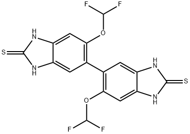 [5,5'-Bi-2H-benzimidazole]-2,2'-dithione, 6,6'-bis(difluoromethoxy)-1,1',3,3'-tetrahydro- Structure