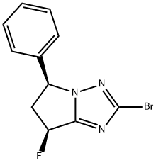 5H-Pyrrolo[1,2-b][1,2,4]triazole, 2-bromo-7-fluoro-6,7-dihydro-5-phenyl-, (5S,7S)- Structure