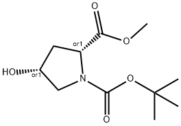 1,2-Pyrrolidinedicarboxylic acid, 4-hydroxy-, 1-(1,1-dimethylethyl) 2-methyl ester, (2R,4R)-rel- Structure