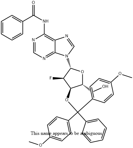 Adenosine, N-benzoyl-3'-O-[bis(4-methoxyphenyl)phenylmethyl]-2'-deoxy-2'-fluoro- Structure