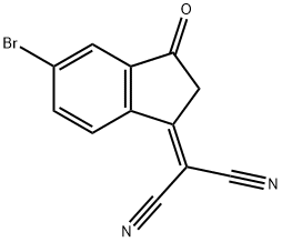 Propanedinitrile, 2-(5-bromo-2,3-dihydro-3-oxo-1H-inden-1-ylidene)- 구조식 이미지