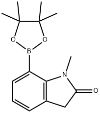 2H-Indol-2-one, 1,3-dihydro-1-methyl-7-(4,4,5,5-tetramethyl-1,3,2-dioxaborolan-2-yl)- Structure