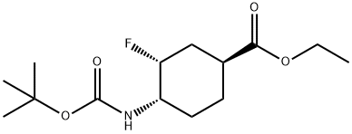 Cyclohexanecarboxylic acid, 4-[[(1,1-dimethylethoxy)carbonyl]amino]-3-fluoro-, ethyl ester, (1S,3R,4S)- 구조식 이미지