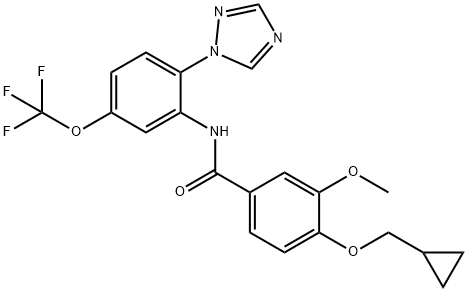 Benzamide, 4-(cyclopropylmethoxy)-3-methoxy-N-[2-(1H-1,2,4-triazol-1-yl)-5-(trifluoromethoxy)phenyl]- Structure