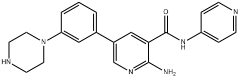 3-Pyridinecarboxamide, 2-amino-5-[3-(1-piperazinyl)phenyl]-N-4-pyridinyl- 구조식 이미지