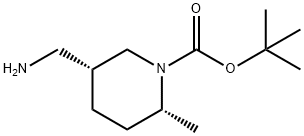 1-Piperidinecarboxylic acid, 5-(aminomethyl)-2-methyl-, 1,1-dimethylethyl ester, (2R,5R)- Structure