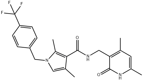 1H-Pyrrole-3-carboxamide, N-[(1,2-dihydro-4,6-dimethyl-2-oxo-3-pyridinyl)methyl]-2,4-dimethyl-1-[[4-(trifluoromethyl)phenyl]methyl]- Structure