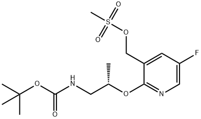 Carbamic acid, N-[(2S)-2-[[5-fluoro-3-[[(methylsulfonyl)oxy]methyl]-2-pyridinyl]oxy]propyl]-, 1,1-dimethylethyl ester Structure