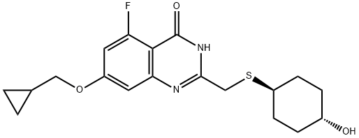 4(3H)-Quinazolinone, 7-(cyclopropylmethoxy)-5-fluoro-2-[[(trans-4-hydroxycyclohexyl)thio]methyl]- Structure