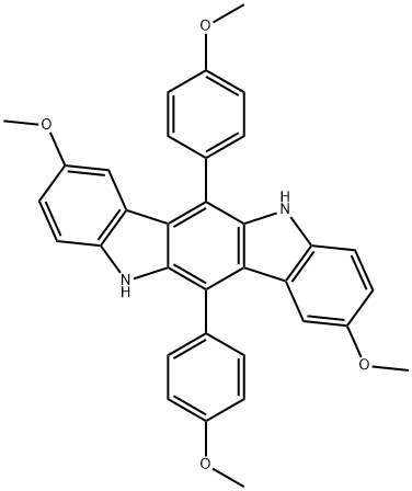 Indolo[3,2-b]carbazole, 5,11-dihydro-2,8-dimethoxy-6,12-bis(4-methoxyphenyl)- Structure