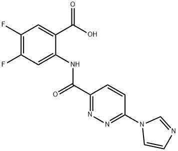 Benzoic acid, 4,5-difluoro-2-[[[6-(1H-imidazol-1-yl)-3-pyridazinyl]carbonyl]amino]- Structure