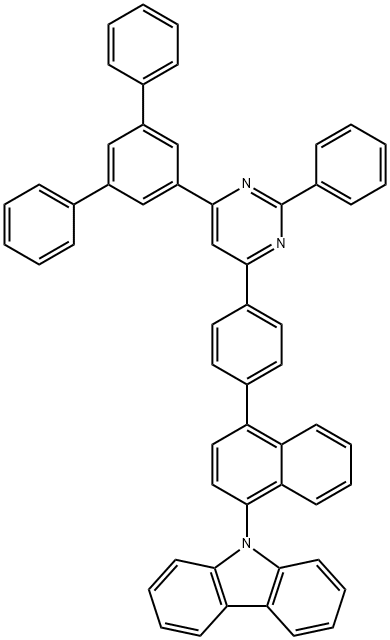 9H-Carbazole, 9-[4-[4-(2-phenyl-6-[1,1':3',1''-terphenyl]-5'-yl-4-pyrimidinyl)phenyl]-1-naphthalenyl]- 구조식 이미지