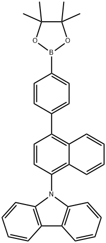 9-(4-(4-(4,4,5,5-tetramethyl-1,3,2-dioxaborolan-2-yl)phenyl)naphthalen-1-yl)-9H-carbazole 구조식 이미지