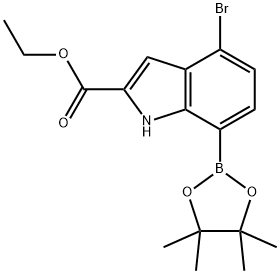 Ethyl 4-bromo-7-(tetramethyl-1,3,2-dioxaborolan-2-yl)-1H-indole-2-carboxylate Structure