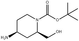 1-Piperidinecarboxylic acid, 4-amino-2-(hydroxymethyl)-, 1,1-dimethylethyl ester, (2R,4S)- 구조식 이미지