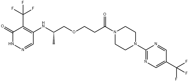 (S)-5-((1-(3-oxo-3-(4-(5-(trifluoromethyl)pyrimidin-2-yl)piperazin-1-yl)propoxy)propan-2-yl)amino)-4-(trifluoromethyl)pyridazin-3(2H)-one Structure