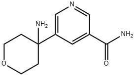3-Pyridinecarboxamide, 5-(4-aminotetrahydro-2H-pyran-4-yl)- Structure