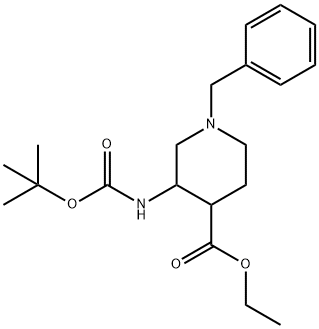 1-Benzyl-3-Boc-amino-piperidine-4-carboxylic acid ethyl ester Structure