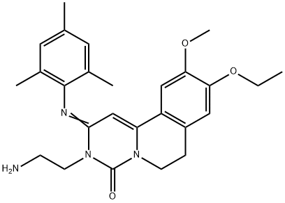 4H-Pyrimido[6,1-a]isoquinolin-4-one, 3-(2-aminoethyl)-9-ethoxy-2,3,6,7-tetrahydro-10-methoxy-2-[(2,4,6-trimethylphenyl)imino]- 구조식 이미지