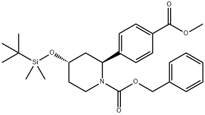 1-Piperidinecarboxylic acid, 4-[[(1,1-dimethylethyl)dimethylsilyl]oxy]-2-[4-(methoxycarbonyl)phenyl]-, phenylmethyl ester, (2S,4S)- Structure