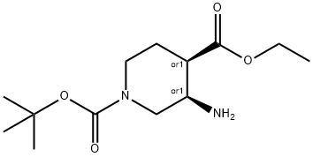 1,4-Piperidinedicarboxylic acid, 3-amino-, 1-(1,1-dimethylethyl) 4-ethyl ester, (3R,4R)-rel- Structure