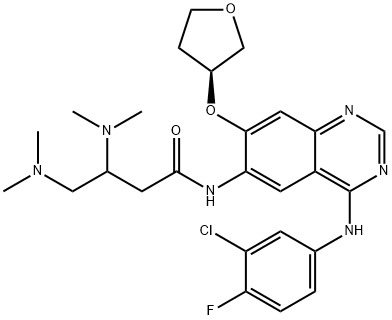 Butanamide, N-[4-[(3-chloro-4-fluorophenyl)amino]-7-[[(3S)-tetrahydro-3-furanyl]oxy]-6-quinazolinyl]-3,4-bis(dimethylamino)- Structure