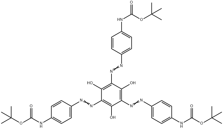 Carbamic acid, N-[4-[2-[3,5-bis[2-[4-[[(1,1-dimethylethoxy)carbonyl]amino]phenyl]diazenyl]-2,4,6-trihydroxyphenyl]diazenyl]phenyl]-, 1,1-dimethylethyl ester Structure