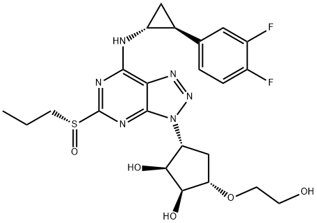 1,2-Cyclopentanediol, 3-[7-[[(1R,2S)-2-(3,4-difluorophenyl)cyclopropyl]amino]-5-[(R)-propylsulfinyl]-3H-1,2,3-triazolo[4,5-d]pyrimidin-3-yl]-5-(2-hydroxyethoxy)-, (1S,2S,3R,5S)- Structure