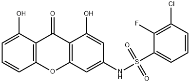 Benzenesulfonamide, 3-chloro-N-(1,8-dihydroxy-9-oxo-9H-xanthen-3-yl)-2-fluoro- Structure