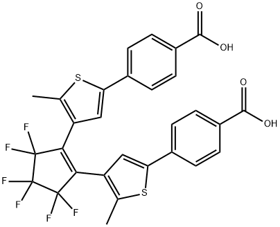 Benzoic acid, 4,4'-[(3,3,4,4,5,5-hexafluoro-1-cyclopentene-1,2-diyl)bis(5-methyl-4,2-thiophenediyl)]bis- Structure