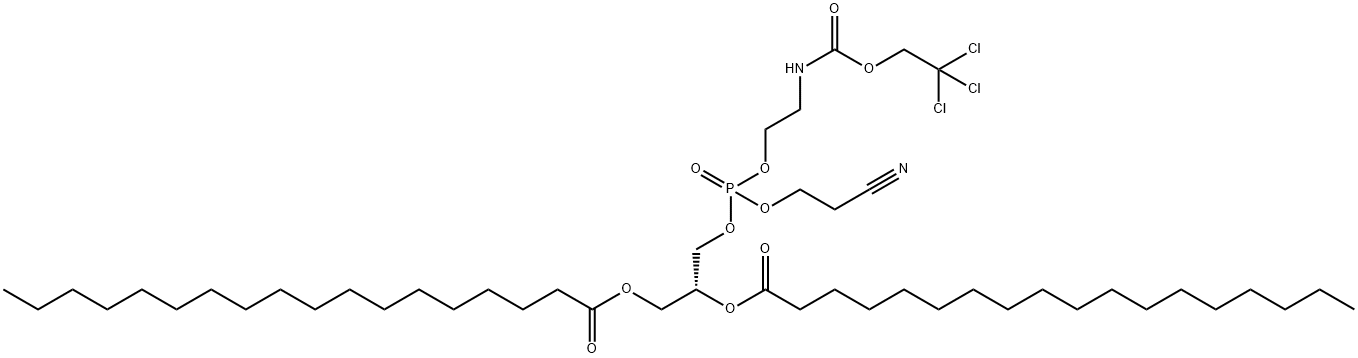 5,7,11-Trioxa-2-aza-6-phosphanonacosanoic acid, 6-(2-cyanoethoxy)-12-oxo-9-[(1-oxooctadecyl)oxy]-, 2,2,2-trichloroethyl ester, 6-oxide, (9R)- Structure