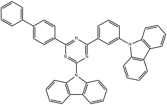 9H-Carbazole, 9-[4-[1,1'-biphenyl]-4-yl-6-[3-(9H-carbazol-9-yl)phenyl]-1,3,5-triazin-2-yl]- Structure