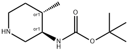 카르밤산,[(3R,4S)-4-메틸-3-피페리디닐]-,1,1-디메틸에틸에스테르,rel- 구조식 이미지
