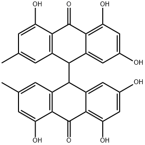 [9,9'-Bianthracene]-10,10'(9H,9'H)-dione, 2,2',4,4',5,5'-hexahydroxy-7,7'-dimethyl- 구조식 이미지